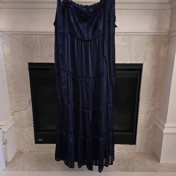 Lulu's Navy Blue Square Neck Tiered Maxi Sundress - Picture 6 of 7